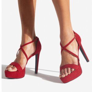 NWT Shoe Dazzle - Raschelle Platform Heeled Sandal - Size 8 - Red Color